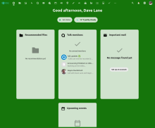 The user 'dashboard' view of NextCloud with user-specific content designed to indicate recent, timely, or important content for the user looking at it. 