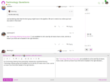 Editing topics - Discourse uses markdown for editing with side-by-side rendering and a simple "rich text" interface to assist new users