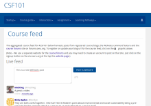Example of a WEnotes feed and post widget on Course - WordPress Multisite