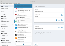 Desktop BitWarden app, with user logged in. 