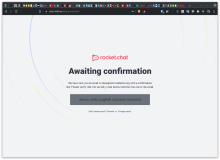 The confirmation screen after initial registration, awaiting the email from Rocket.Chat for registering your instance.