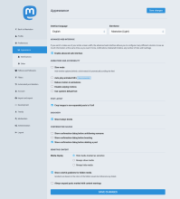 The personal preferences page, where you can (dis|e)nable the 'advanced web interface' as well as set your preferred theme - 'light' for me in this case.