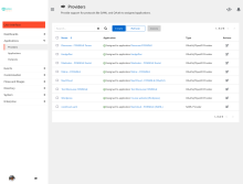 Sample view of a list of 'providers' or applications for which our Authentik provides acceptable authentication/authorisation tokens. 